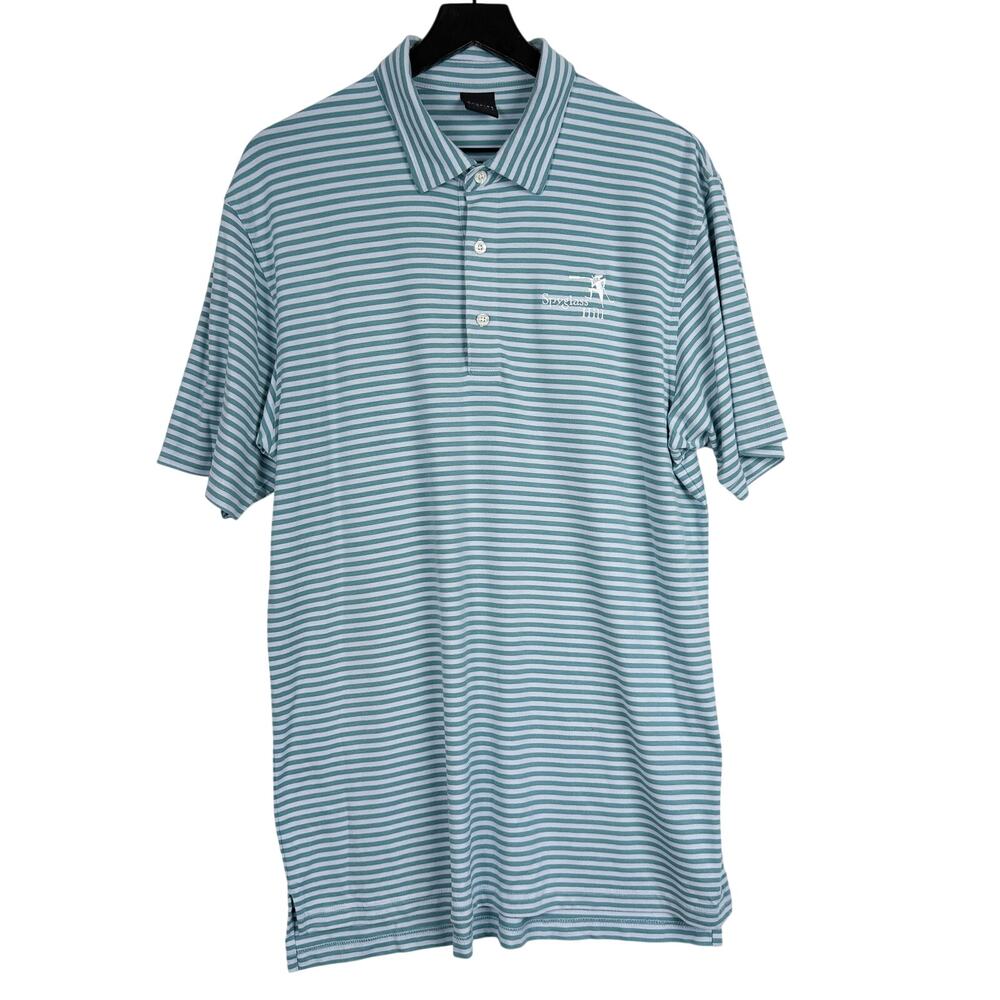 Dunning Golf Spyglass Hill Pebble Beach Polo Shirt Blue Stripe - L